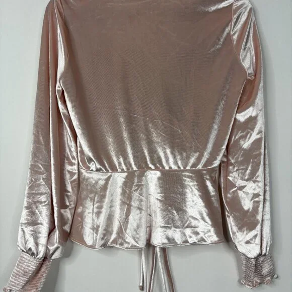 2/$30 White House Black Market Velvet Surplice Top Pink Small #9937 - Picture 4 of 9